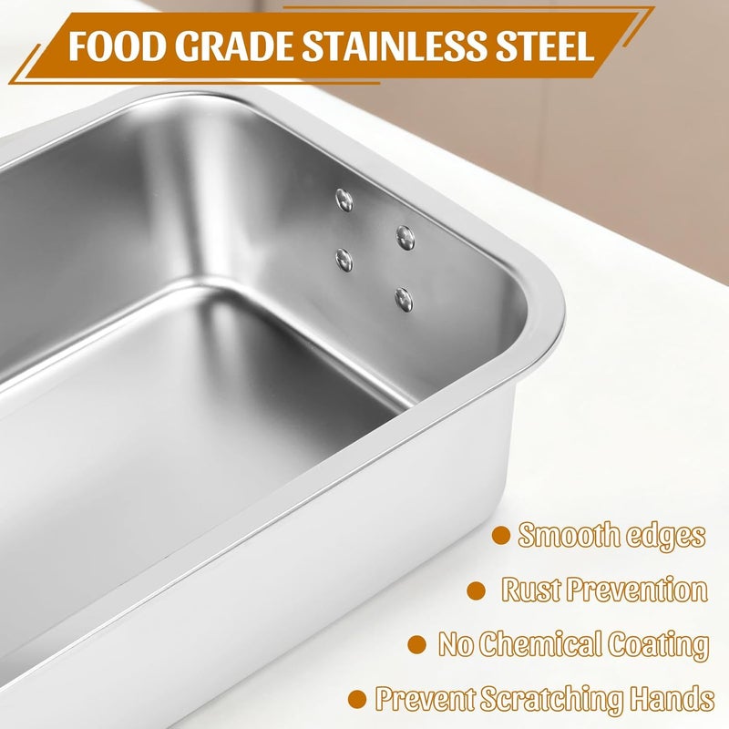 VAlinks 4 Inch Extra Deep Lasagna Pan with Lid and Handles 7.4QT Large Stainless Steel Nonstick Deep Baking Pan with Handles for Lasagna Casserole Dishes Brownie Sourdough Bread （14x10.6x4 IN) - Image 3